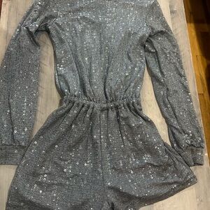 Vylette Silver Sequin Romper